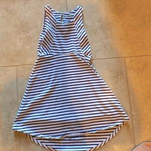 Navy blue and white striped kids dress